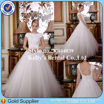 KB14039 Elegant Bridal Dress Special Bodice Design Cap Sleeve A-line Beaded Beautiful Wedding Dresses Uk